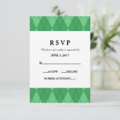 Green Argyle Wedding Response Kaart (Staand voorkant)