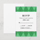 Green Argyle Wedding Response Kaart (Voorkant / Achterkant)