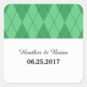 Green Argyle Wedding Stickers (Voorkant)