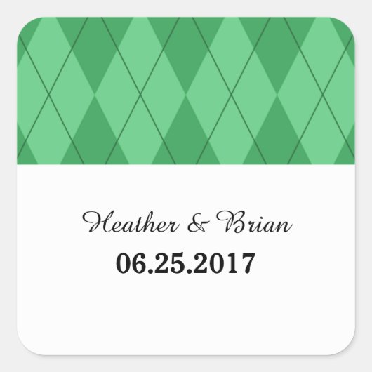 Green Argyle Wedding Stickers (Voorkant)