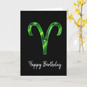 Green Aries Sign Birthday Kaart (Gele Bloem)