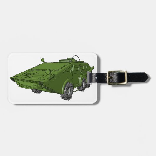 Green Armoured Military Vehicle Bagagelabel (Voorkant horizontaal)