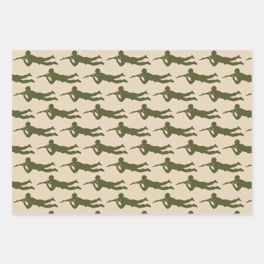 Green Army Action Mannen Trio Inpakpapier Vel (Voorkant)