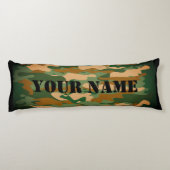 Green army camo camouflage print custom name lichaamskussen (Achterkant)