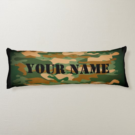 Green army camo camouflage print custom name lichaamskussen (Achterkant)