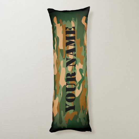 Green army camo camouflage print custom name lichaamskussen (Achterkant (Verticaal))