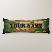 Green army camo camouflage print custom name lichaamskussen (Voorkant)