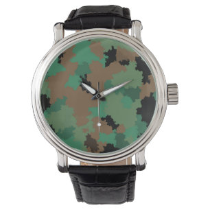 Green Army Oerwoud Camouflage Patroon Ontwerp Horloge