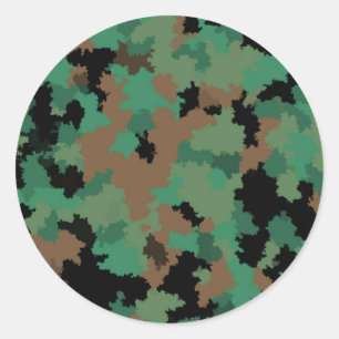 Green Army Oerwoud Camouflage Patroon Ontwerp Ronde Sticker