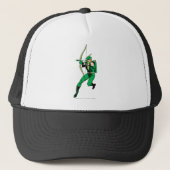 Green Arrow Shooting Arrow Trucker Pet (Voorkant)