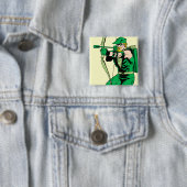 Green Arrow Shooting Arrow Vierkante Button 5,1 Cm (In situ)