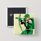 Green Arrow Shooting Arrow Vierkante Button 5,1 Cm (Voorkant /achterkant)