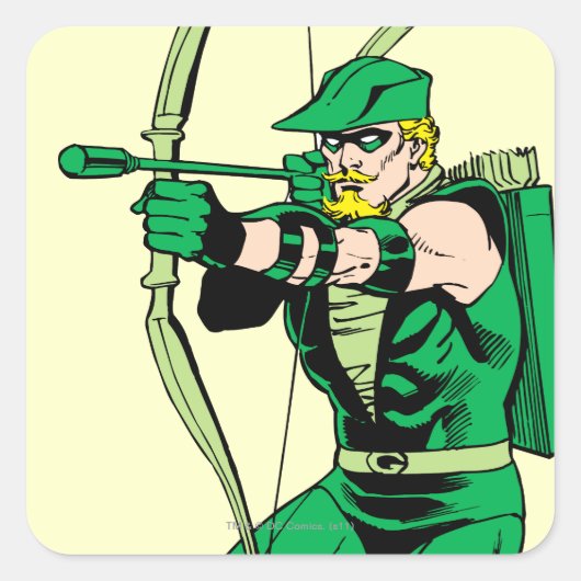 Green Arrow Shooting Arrow Vierkante Sticker (Voorkant)