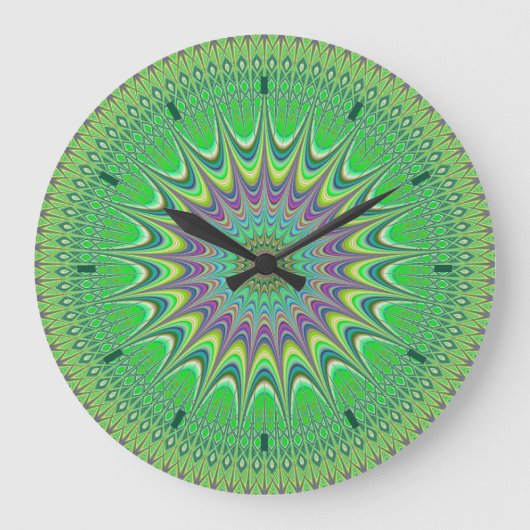Green Art Abstracte Mandala Design Wall klok (Voorkant)