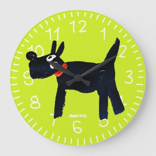 Green Art Clock: John Dyer Scotty Dog Grote Klok (Voorkant)