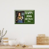 Green Art Deco 30th Birthday Foto Poster (Keuken)