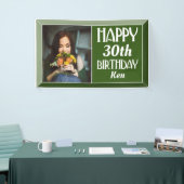 Green Art Deco 30th Photo Birthday Spandoek (Beurs)