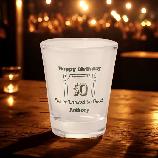 Green Art Deco 50th Birthday Shot Glas