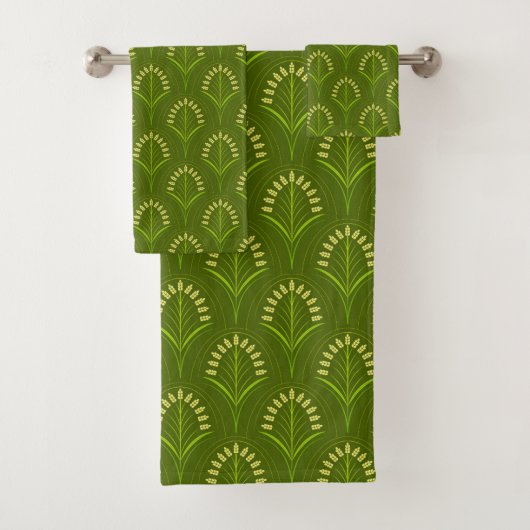 Green Art Deco Bad Handdoek (Insitu)