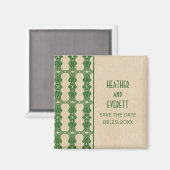 Green Art Deco Border Save the Date Magnet (Voorkant / Achterkant)
