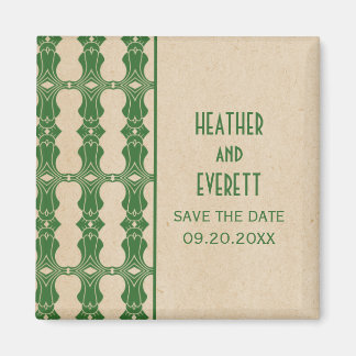 Green Art Deco Border Save the Date Magnet