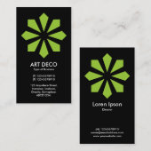 Green Art Deco Flower Star - zwart Visitekaartje (Voorkant / Achterkant)