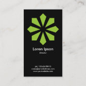 Green Art Deco Flower Star - zwart Visitekaartje (Achterkant)