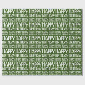 Green Art Deco Happy Birthday Cadeaupapier (Vlak)