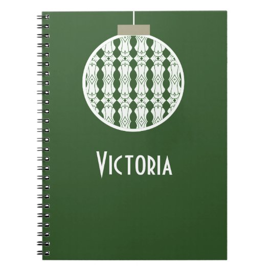 Green Art Deco Ornament Notitieboek (Voorkant)