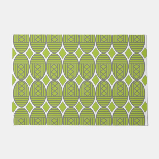 Green Art Deco Ovalen Deurmat (Voorkant)