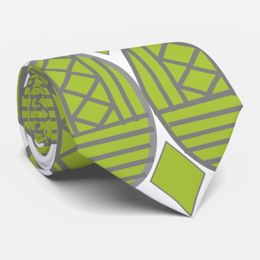 Green Art Deco Ovalen Stropdas (Opgerold)