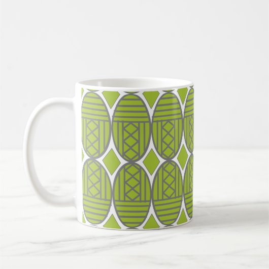 Green Art Deco Ovals Coffee-Mok Koffiemok (Links)