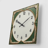 Green Art Deco Vierkante Klok (Hoek)