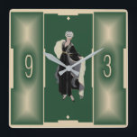 Green Art Deco Vierkante Klok<br><div class="desc">Geweldig klokontwerp. Je zult het leuk vinden als anderen. U kunt dit ontwerp vrij gebruiken voor andere producten die u wilt of om jouw tekst aan te passen en toe te voegen. Volg me voor meer. Met vriendelijke groet. Een leuke dag.</div>