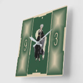 Green Art Deco Vierkante Klok (Hoek)