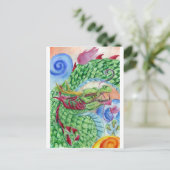 Green Asian Dragon Briefkaart (Staand voorkant)