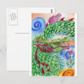 Green Asian Dragon Briefkaart (Voorkant / Achterkant)