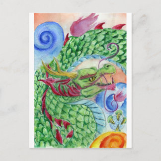 Green Asian Dragon Briefkaart