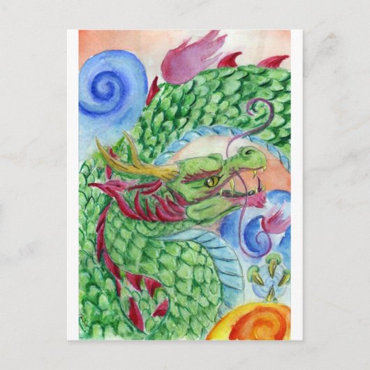 Green Asian Dragon Briefkaart (Voorkant)