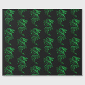 Green Asian Dragon Cadeaupapier (Vlak)