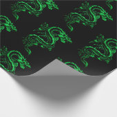 Green Asian Dragon Cadeaupapier (Hoek)