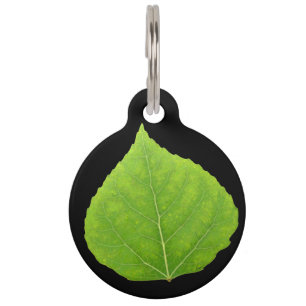 Green Aspen Leaf #11 Huisdierpenning