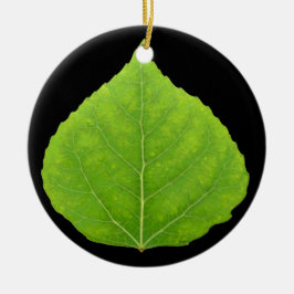 Green Aspen Leaf #11 Keramisch Ornament