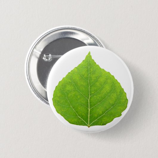 Green Aspen Leaf #11 Ronde Button 5,7 Cm (Voorkant /achterkant)