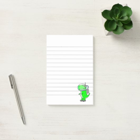 Green Astronaut Dinosaur Drawing Lined Post-it® Notes (Kantoor)