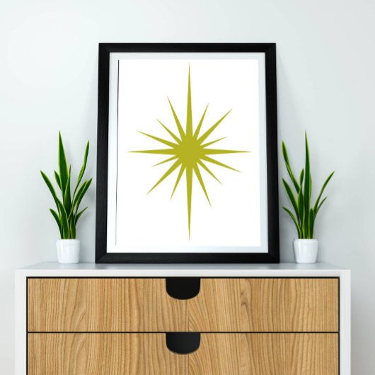Green Atomic Starburst midden in de eeuw Modern De Poster