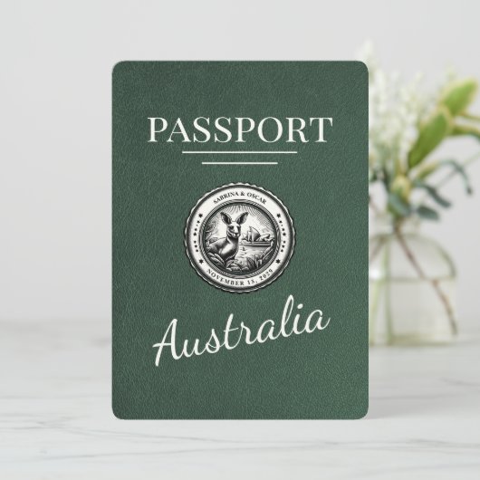 Green Australia Passport Bewaar de datum Save The Date (Staand voorkant)