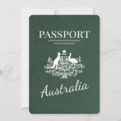 Green Australia Passport Wedding Kaart (Achterkant)