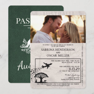 Green Australia Passport Wedding Kaart
