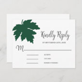Green Autum Maple Leaf Wedding RSVP Kaart (Voorkant / Achterkant)